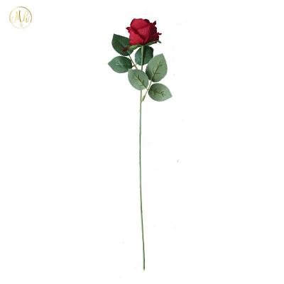 China MHJ49 Realistic Flannel Simulation Red Roses Cheap Realistic Wedding Artificial Flowers For Home Decoration for sale