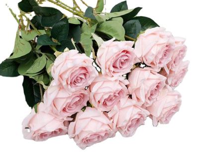 China New Design MHJ168 Artificial Red White Pink Roses Realistic Wedding Decor Bulk Artificial Roses for sale