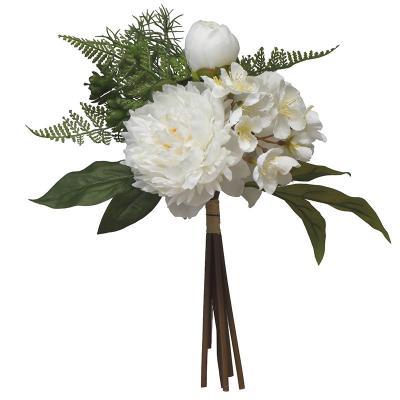 China MHJ216 Realistic Bridal Flower Peony Artificial Flower White Bouquet for sale