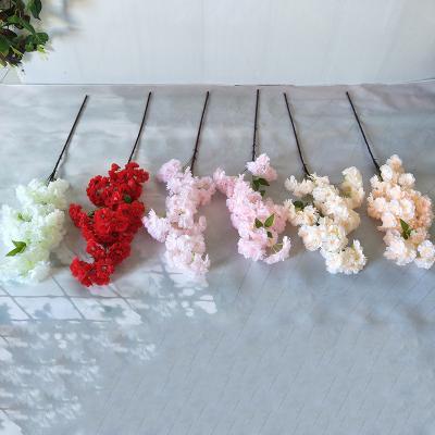 China MHJ258 Artificial Flower Stems Wholesale Realistic Cherry Blossoms Branch Artificial Stem for sale