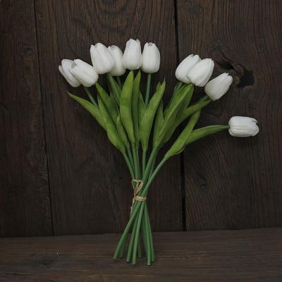 China MHJ178 Real Touch Realistic PU 10 Heads Wedding Decor Tulips Bouquet Artificial Flowers for sale