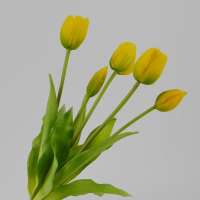 China MHJ242 Best Quality Realistic Fake Tulips Artificial Yellow Plastic Tulip Flower for sale