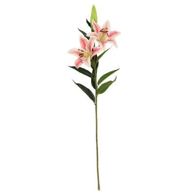 China MHJ64 Lifelike Wedding Home Decor Greenish Touch Real PU Lily Flower Artificial for sale