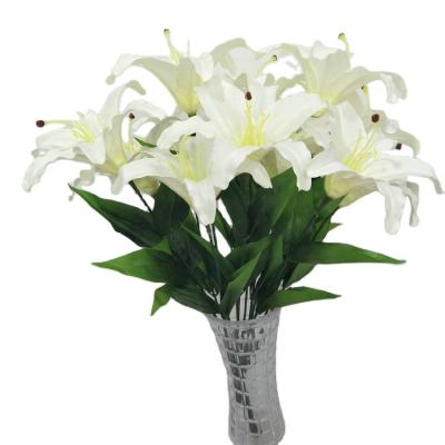 China MHJ176 Realistic Wedding Flower Decoration Lily Cluster Artificial Flower Bouquet for sale