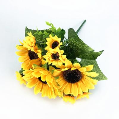 China Sun Flowers Realistic Artificial Yellow Sunflower Bouquet Artificial Home Decor Flower MHJ261 for sale