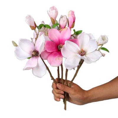 China MHJ74 Realistic Silk White Artificial Flowers Cream Yulan Magnolia Flower for sale