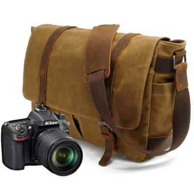 China Wholesale High Quality Vintage Waxed Canvas Water Resistant Cross - Body Camera Bag for sale