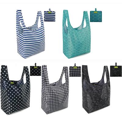 China 100% New Next Competitive Price China Eco-Friendly Reusable Wholesale Vest Bags Customized Logo Ripstop Nylon Grocery Bag Printed Carry Shopping Bag for sale