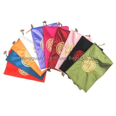 China Dust Bag for Jewelry and Shoes Custom Logo Wholesale Satin Drawstring Wig Storage Whips Packaging Pouch for Hair Jewelry Silk Bag for sale