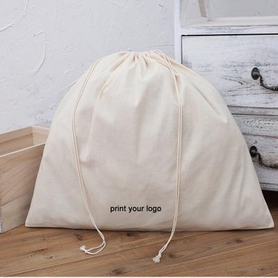 China Wholesale Drawstring Custom Printed Logo Christmas Muslin Calico Canvas Drawstring Bag Cotton Gift Pouch for sale