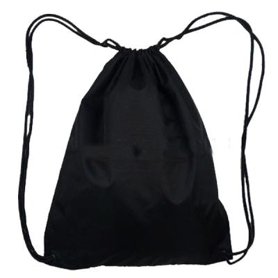 China Foldable Custom Polyester Printed Logo Black Draw String Bag Drawstring Branded Backpack for sale