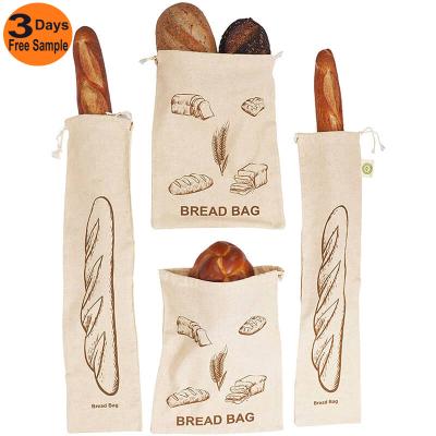 China Reuseable Eco Friendly Rpet Reuse Organic Reusable Organic Cotton Burlap Drawstr Twine Shop Bread Bag Logo Wholesale for sale