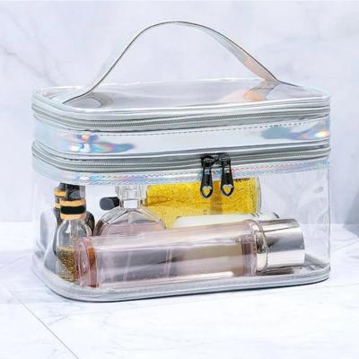 China Waterproof Transparent Zipper Cosmetic Bags Make Up Handbags Messenger Water Resistant Makeup Bag Travel for sale