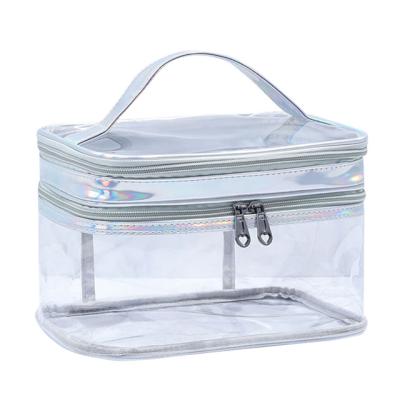 China Clear PVC Bag Waterproof Transparent Cosmetic Zipper Female Makeup Bags Travel Storage Bath Toiletries Wash Bag for sale