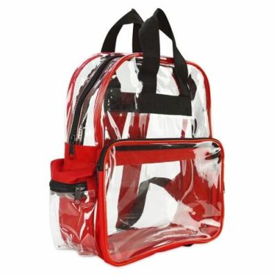 China Clear Waterproof Unisex Transparent Backpack Security School Bag Travel Red Plastic for sale