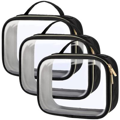 China Fashion Transparent Makeup Bags Transparent Toiletry Bags Travel Toiletry Bags Black for sale