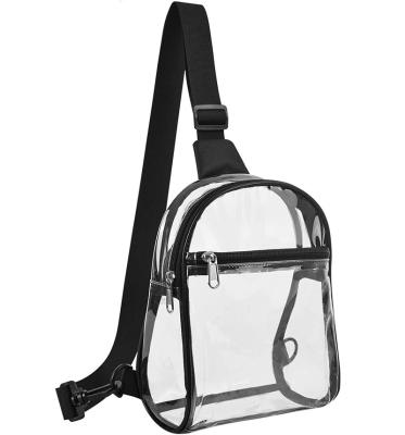 China Waterproof Clear Small Sling Bag For Men Women Stadium Mini Sling Backpack /Transparent Approved Casual Chest Pack for sale