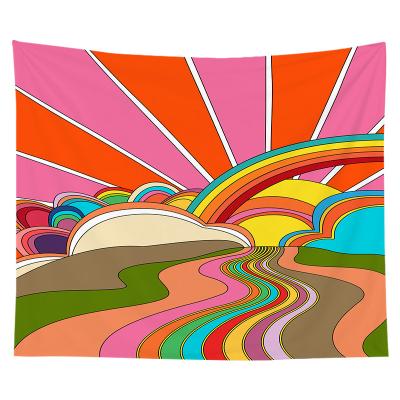 China Amazon Contemporary Hot High Quality Tapestry Selling Customizable Sunny Colorful Bright Rainbow Tapestry Wholesale Tapestry for sale