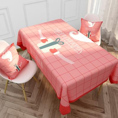 China 2022 Canvas Tablecloth Desk Waterproof Household Student Tablecloth Christmas Style Elk Tablecloth Custom Letter Waterproof Cartoon Pastoral for sale