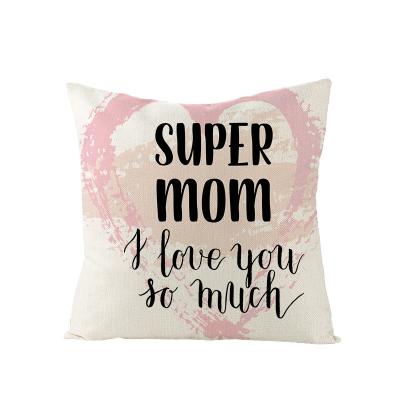 China Anti-Static Custom Design Square Happy Mother's Day Design Cushion Cover Cotton Pillow Canvas Covers for sale