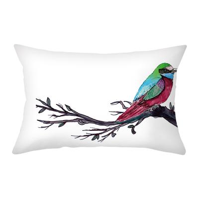 China 2022 Flower And Bird Series Chinese Style Printed Watercolor Landscape Watercolor Cushion Cover Living Room Sofa Cushion Anti-Static Cover for sale