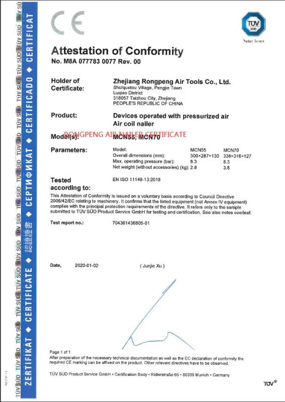 CE - Zhejiang Rongpeng Air Tools Co., Ltd.