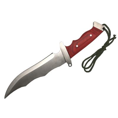 China Quality Non-variable stable outdoor camping blade knife folding pocket knife universal fixed wooden handle with rope cutter for sale