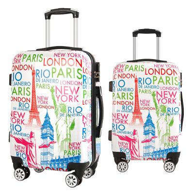 China Lightweight Durable Wholesale ABS Printed Hard Shell Letter Printed Lightweight Travel Luggage Suitcase for sale