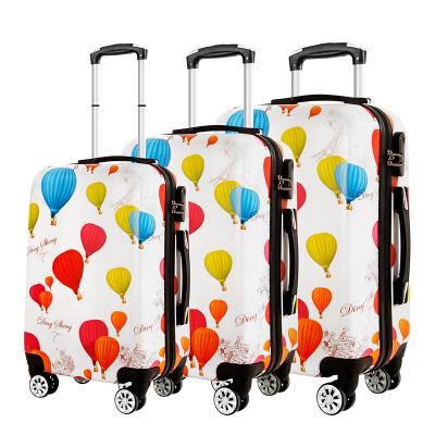 China Custom Made Custom Designs Lightweight Durable Travel Shell Luggage Pc Hot Air Hard Balloon Printed Luggage Sets for sale