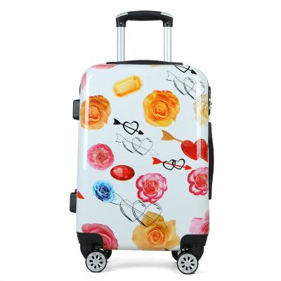 China Lightweight Durable Amazing Art Flower Trolley Bag PC Luggage Travel Suitcase With Lock 20