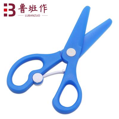 China Child Safety Cutting Plastic Scissors Tip Craft Stationery School Student Kids Dull Spring Paper Cutting Scissors for sale