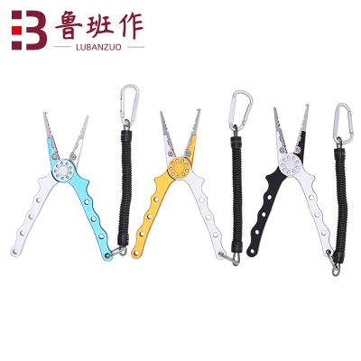 China Fishing Line Cut Aluminum Sheath Lanyard Stainless Steel Multi Functional Leaf Cutter Fishing Pliers for sale