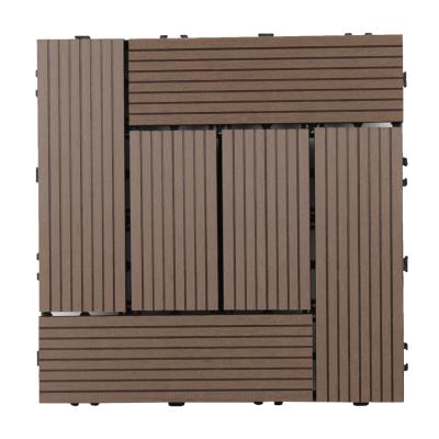 China Waterproof Grooved Exterior Interlocking Decking Tiles Waterproof Wpc Diy Composite Flooring for sale