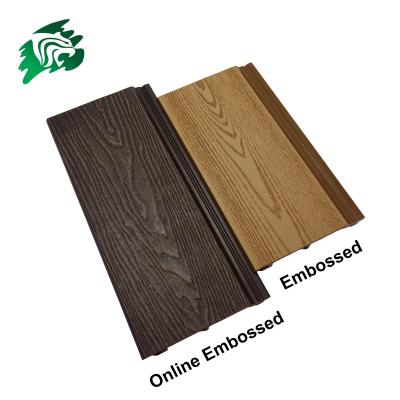 China Exterior Wall Panel Waterproof Wood Grain 3D Online Embossed WPC Wall Wood Plastic Cladding Panel for sale