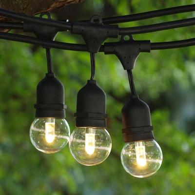 China Holiday String Adornos Navidad Festoon Light 48ft Outdoor Waterproof Glass Hanging Light with 15pcs S14 Edison Bulbs for sale