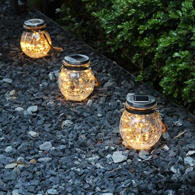 China Amazon Slit Glass Bottle Mason Jar Solar Garden Light 2020 Hot Selling ON/OFF Hemp Rope Hanging Light for sale