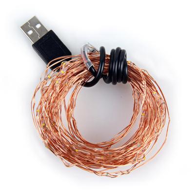 China Waterproof 100 LED String USB Rechargeable Copper Wire Fairy Christmas Lights for sale