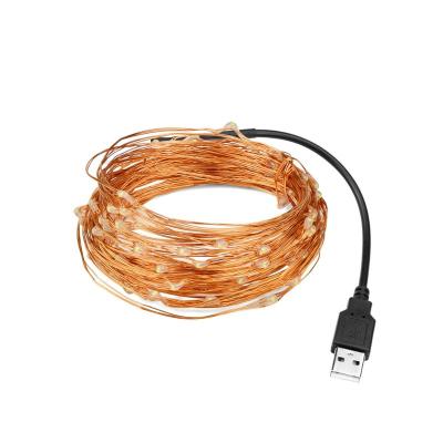 China Low Voltage 5V USB LED Socket Light 10m 100LEDS IP65 Waterproof Copper Wire String Fairy Warm White Holiday Lights for sale