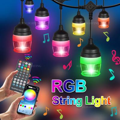 China RGB String Light Holiday Festival Decoration Outdoor Color Changing Music APP LED RGB Remote Control String Light for sale