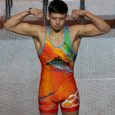 China Comfortable Wholesale Custom Made Mens Spandex Sublimation New Arrival Wrestling Singlet for sale