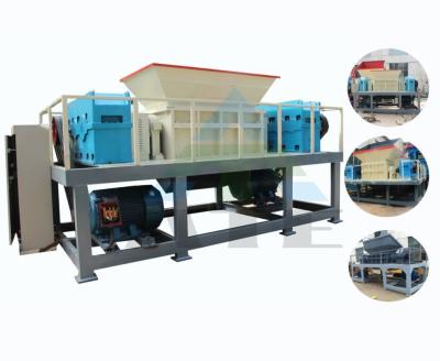 China 55kW Double Shaft Rubber Tire Waste Plastic PVC PET Bottles Metal Rubber Plastic Pellet Wall Shredder Machine for sale