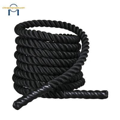 China Universal Hot Selling Gym Rope Fitness Battle Gym Sport Rope Black Sleeve, Nylon Battle Rope for sale