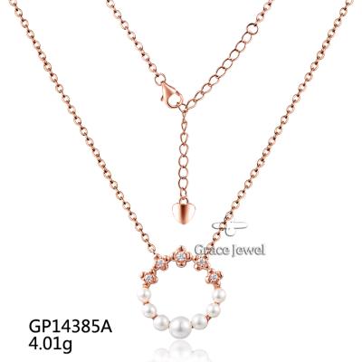 China SET14385A Grace Rose Gold Small Freshwater Real Elegant Pearl Necklace for Young Lady for sale