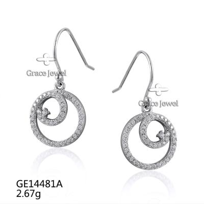 China Elegant SET14481A Grace Double Circle Cubic Zirconia Earrings Zirconium Jewelry Set for sale