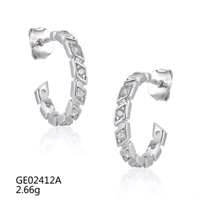 China Elegant GE02412A Grace Sterling Silver Zircon Ear Stud Earring for sale