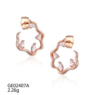 China GE02407A elegant Grace Gold Plated 925 Sterling Silver Ear Studs Earring for girl for sale