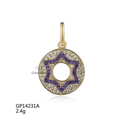 China GP14231A Elegant Grace Star Of David Gold Plated Silver Charm for sale