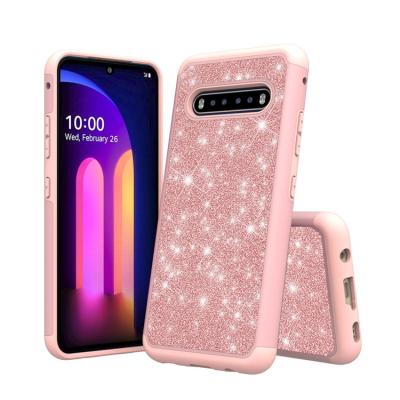 China Glitter Fashion Glitter Encrusted Hard Luxury Diamond Back Cover Phone Case For LG V60 for sale