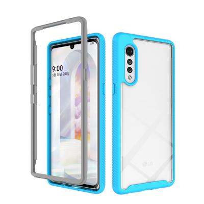 China Lightweight Rubber Frame Back Cover Acrylic+pc+tpu Clear Drop Proof Phone Case For LG Velvet for sale