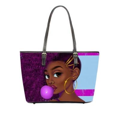 China Durable Luxury Handbags Art African Girls Printing Black Women Bags Designer Bags Famous Brands Women Handbags for sale